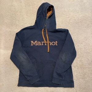 Marmot Men's Navy and Tan Hoodie Sweater